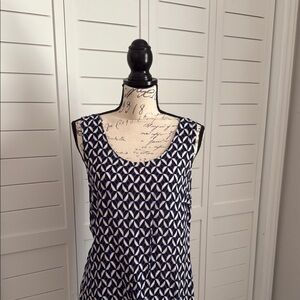 Banana Republic Blue and White Tank Top with Scoop Neckline